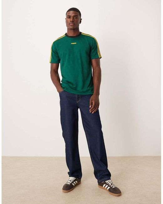 Adidas Originals Green Logo Ringer T-Shirt for men
