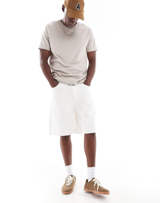 Only & Sons – fade – locker geschnittene jeansshorts in White für Herren