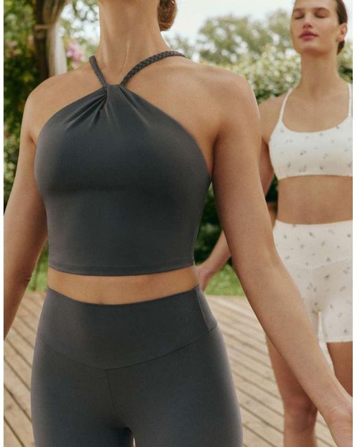 Oysho Gray Comfortlux Braided Halter Tank Top