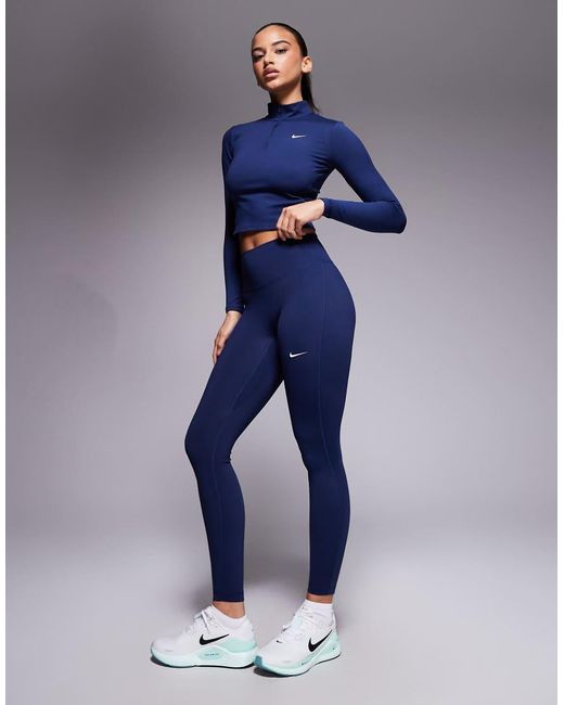 Nike Blue Nike One Training Half Zip Fitted Long Sleeve Top