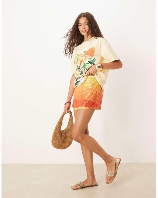 ASOS Orange Sequin Mini Skort