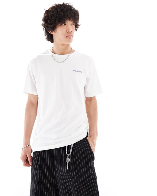 Unionville - t-shirt imprimé au dos - et bleu - exclusivité asos Columbia pour homme en coloris White