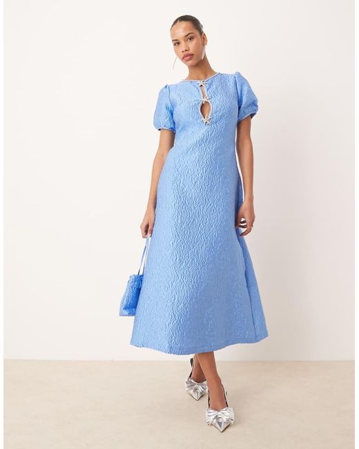 Sister Jane Blue Dream Seashell Embellished Jacquard Midi Dress Co-Ord