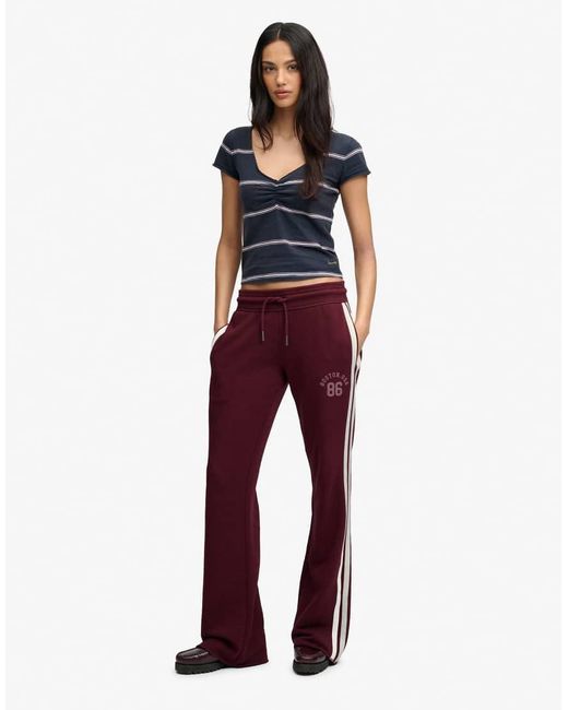Superdry Red Athletic Essentials Stripe Flare Joggers