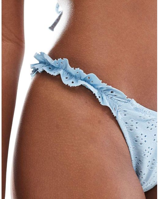 Miss Selfridge Brown Ruffle Strap Side Bikini Bottoms