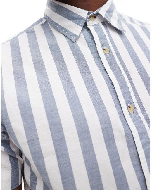 Camicia a righe oxford di Jack & Jones in Blue da Uomo