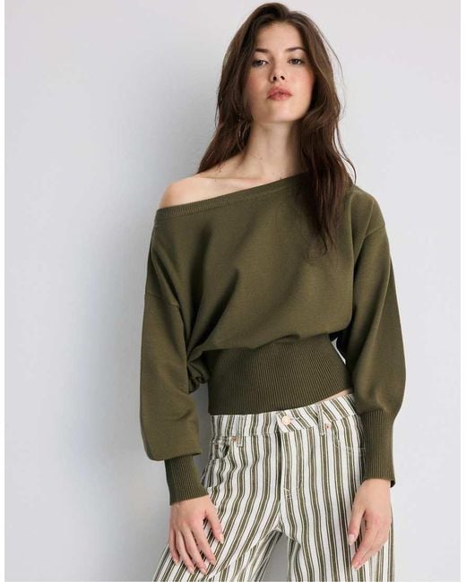 Stradivarius Multicolor Asymmetric Ribbed Hem Knit Sweater