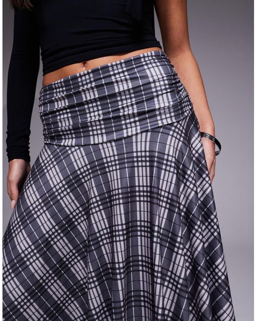 Princess Polly Blue Scholar Ruched Waist Asymmetric Hem Midi Skirt