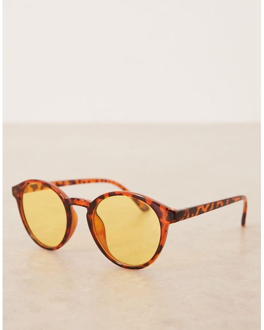 ASOS Brown Round Sunglasses for men