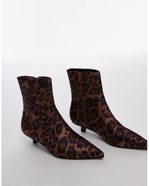 TOPSHOP Black Nellie Mid Heel Pointed Toe Ankle Boots