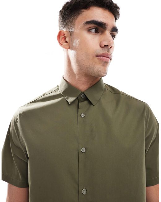 ASOS – elegantes, leicht zu bügelndes regular-fit-hemd in Green für Herren