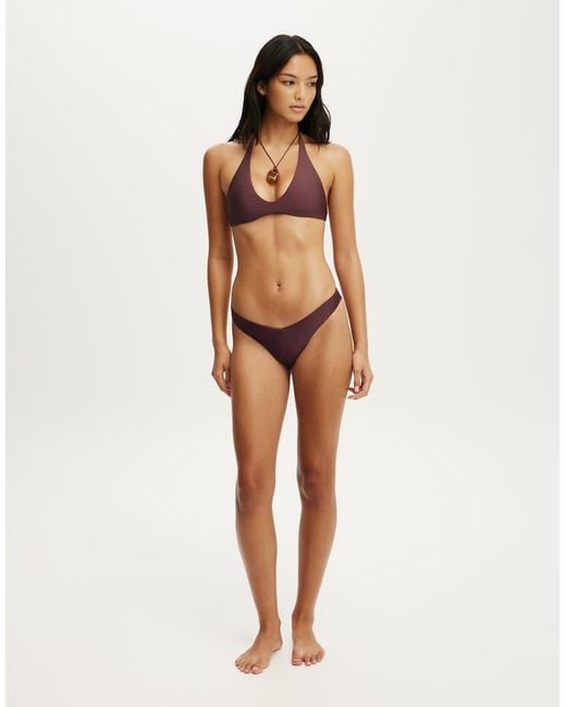 Cotton On Brown Scoop Neck Halter Bikini Top