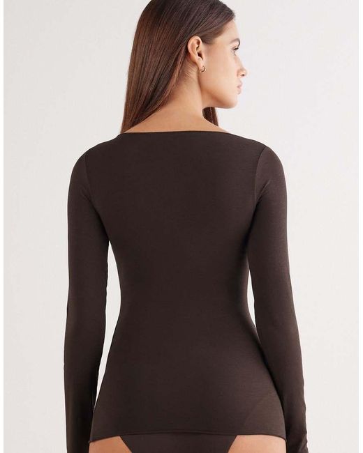Intimissimi Black Boat-Neck Ultralight Cotton Top