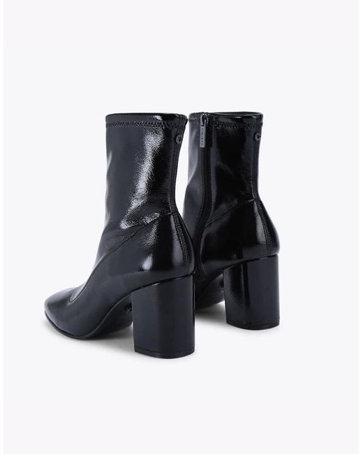 Carvela Kurt Geiger Black Strut Heeled Patent-Faux Leather Ankle Boots