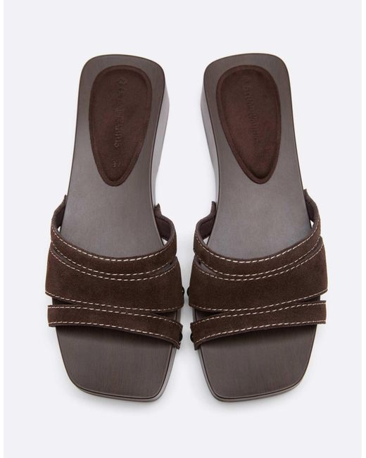 Stradivarius Brown Flache lederclogs
