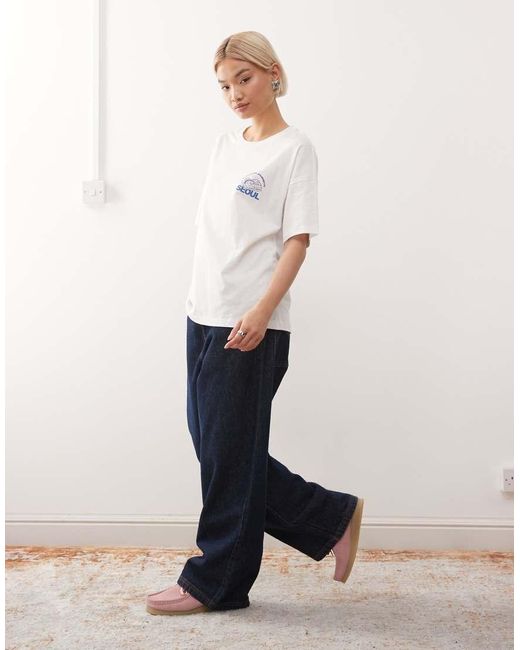 Noisy May White Oversize T-shirt With Sushi Print