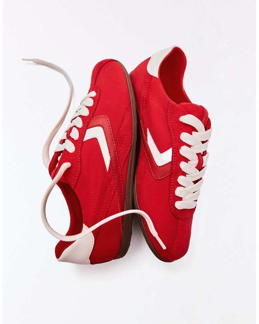 Bershka Red Flat Sole Trainers