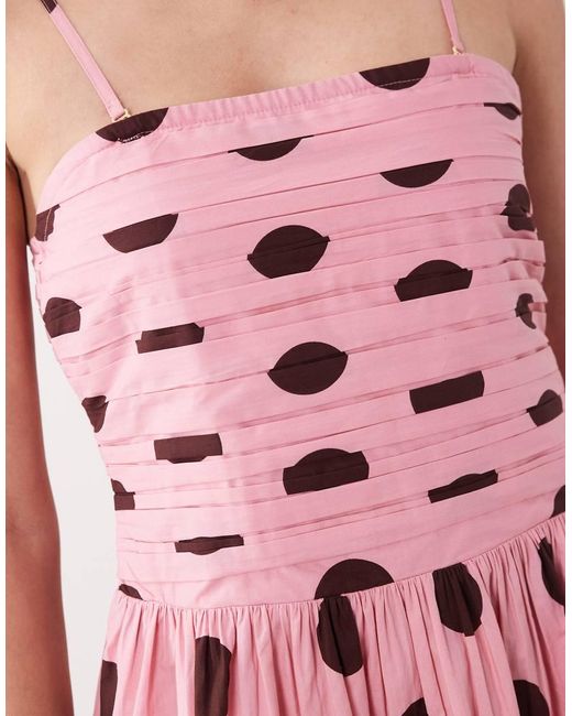 Nobody's Child Pink Felicity Cotton Cami Pleated Bust Midi Dress