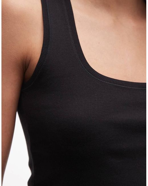 Monki Black 90's Ribbed Tank Top