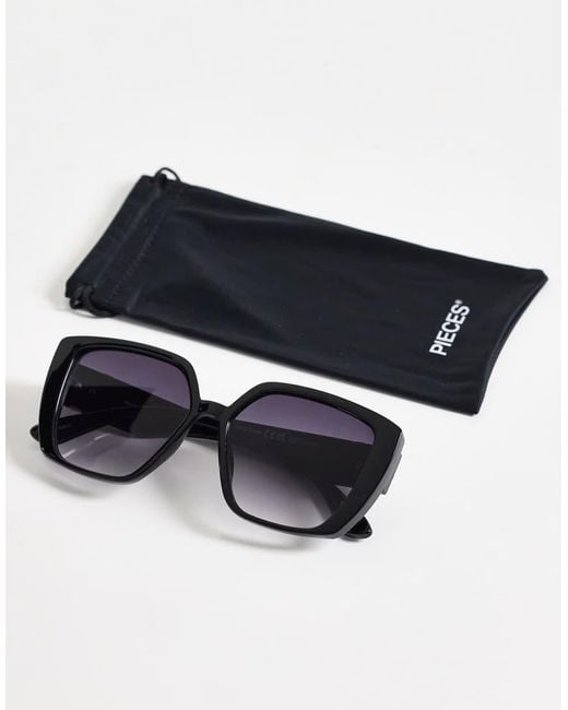 Pieces Blue Large Square Frame Sunglasses