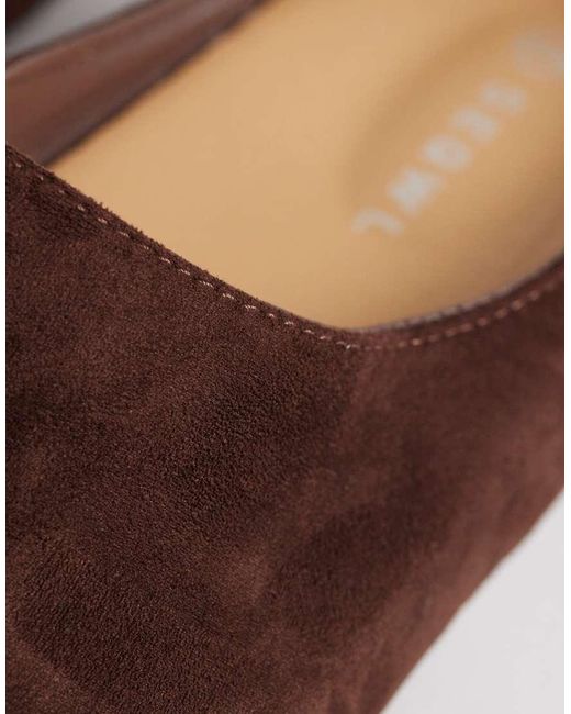 SEQWL Wide Fit Brown Simba Faux Suede Clogs