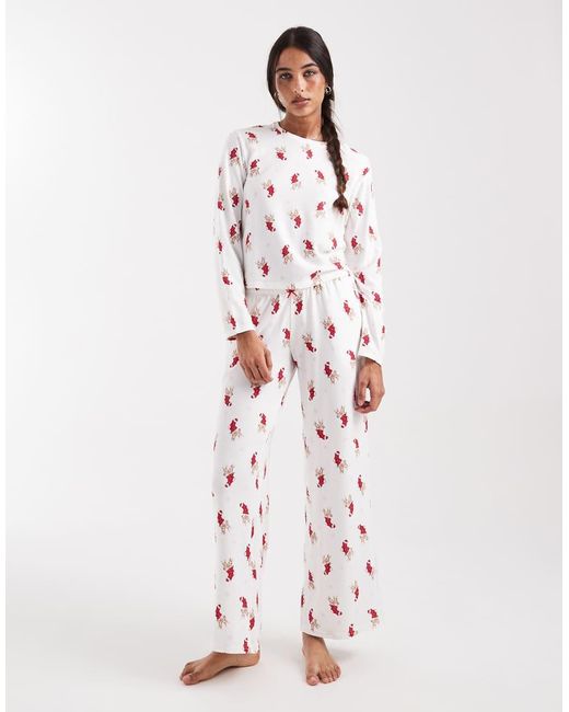 Hollister White Scoop Neck Long Sleeve Pyjama Top Co-Ord