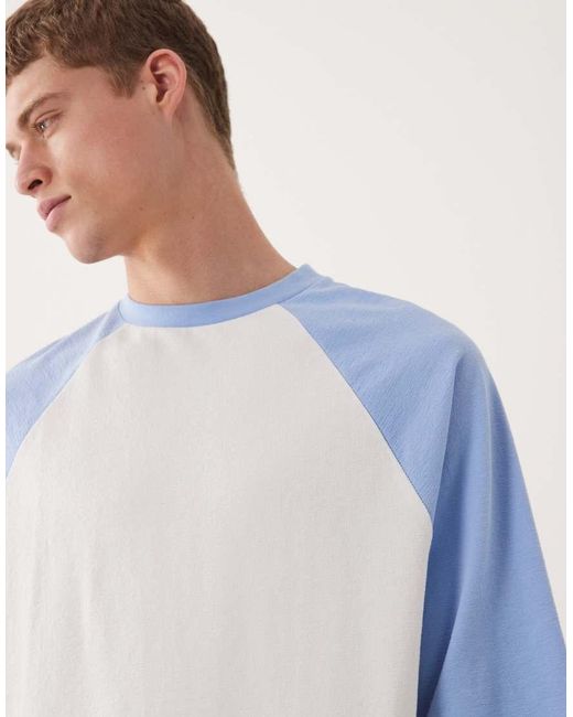 ASOS Blue Heavyweight Oversized Raglan T-shirt for men