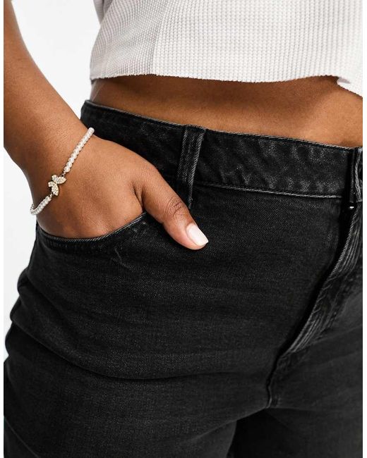Vaqueros Mom Negro Lavado Cómodos De Corte Slim De Asos Design Curve ASOS de color Black
