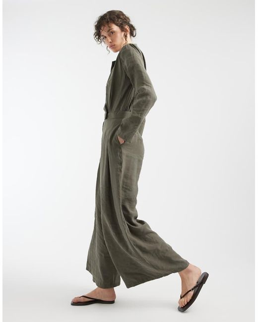 ASOS Green Cupro Wrap Jumpsuit