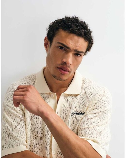 Prohibited Natural Knitted Lace Shirt for men