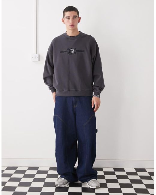 Aape By A Bathing Ape Blue Aape By A Bathing Ape X Erased Oversized Sweatshirt for men
