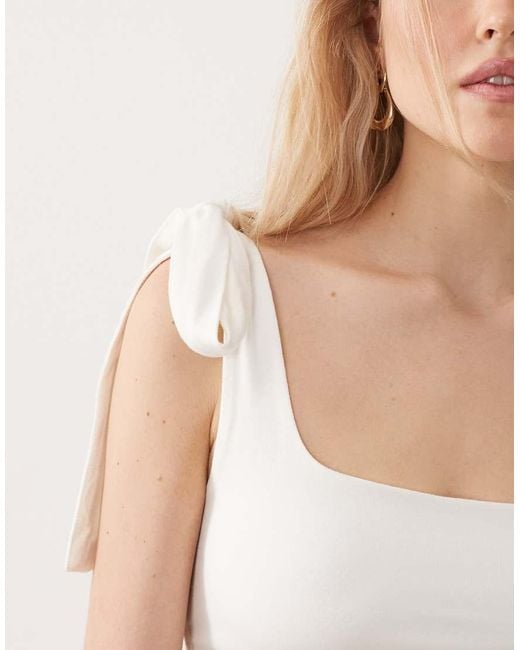 Miss Selfridge White Tie Shoulder Top