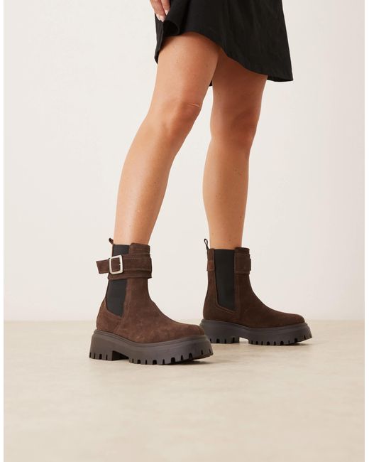 ASOS Black – astrid – chelsea-stiefel aus echtem wildleder