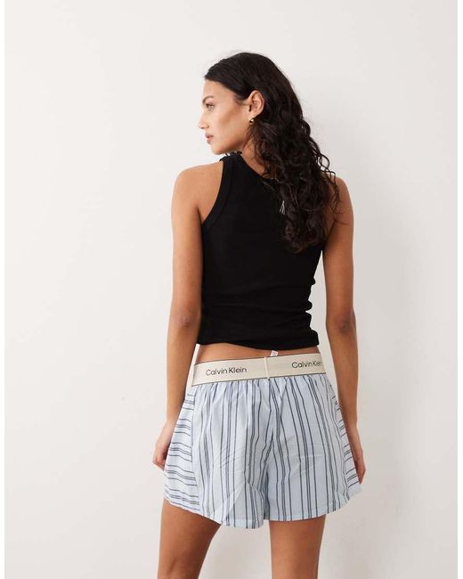Calvin Klein Blue Heritage Cotton Logo Waistband Shorts