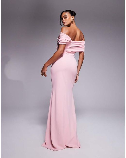 Goddiva Pink One Shoulder Scuba Crepe Evening Maxi Dress