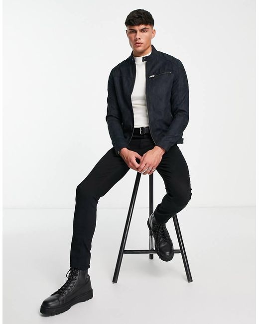 Jack & Jones Blue Essentials Biker Jacket for men