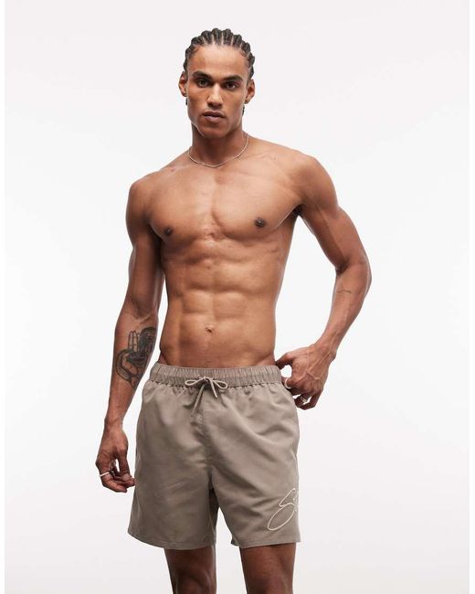 ASOS Natural Swim Shorts for men