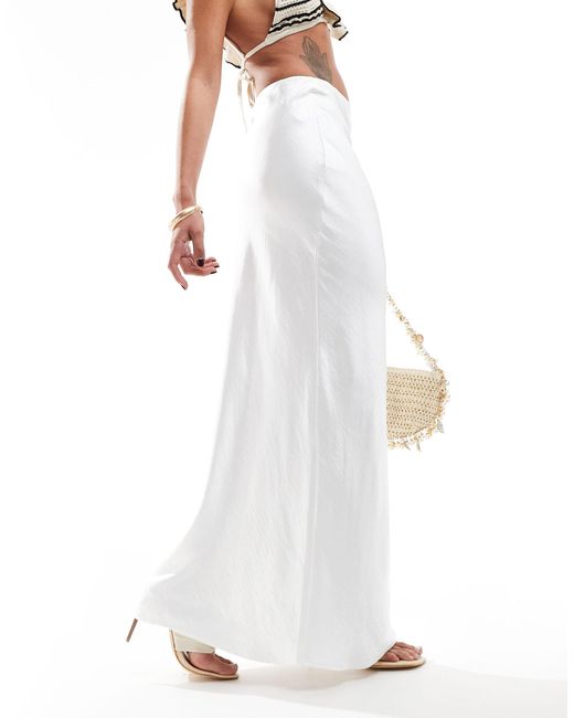 4th & Reckless White Satin Maxi Skirt Co-ord