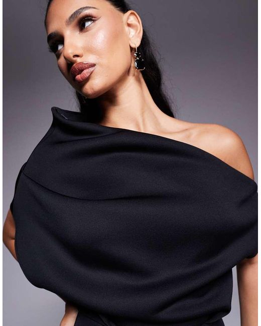 ASOS Blue Dramatic Neckline Midi Dress