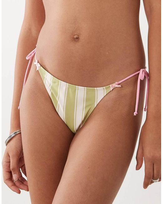 Brave Soul Green Tie Side Bikini Bottoms With Bow Detail