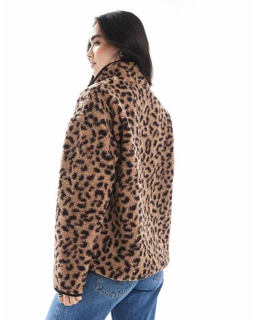 South Beach Brown Printed Borg 1/4 Length Jacket
