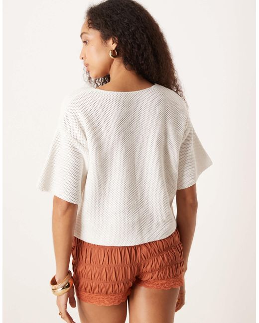 ASOS White – kurzärmlige strickjacke