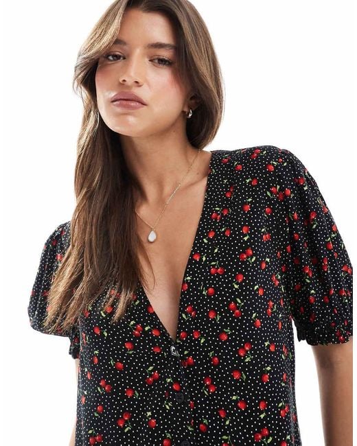 Miss Selfridge Black Printed Spun Smock Dress