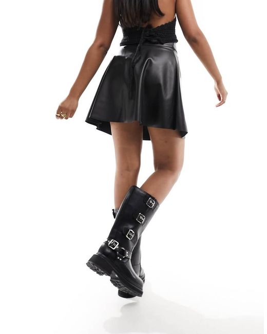 Noisy May Black High Wasted Faux Leather Skirt