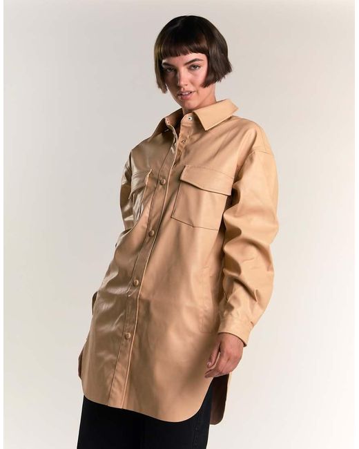NARRATED Natural Pu Button Front Shirt