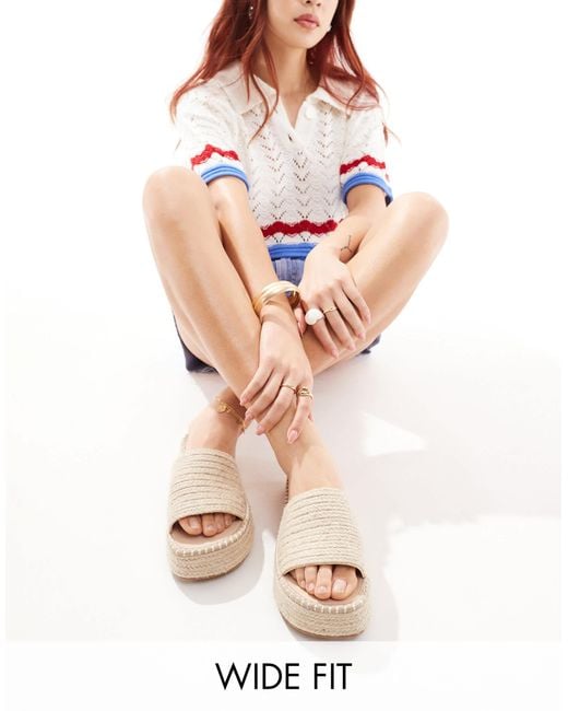 Asos Design Wide Fit Blue Jordyn Flatform Espadrille Sandals