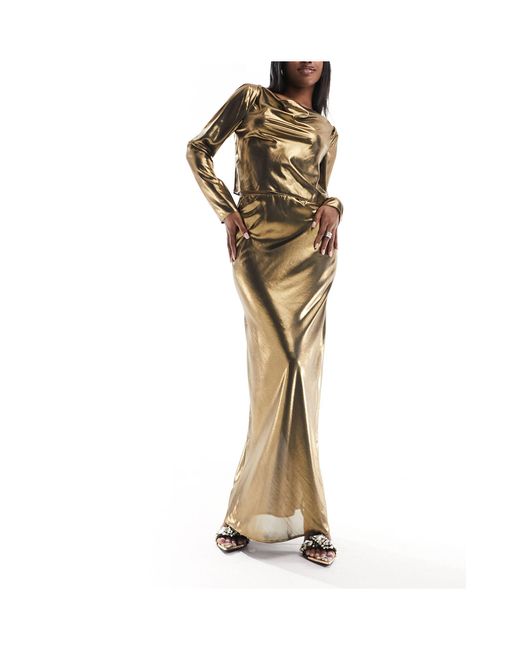 Falda larga dorada metalizada transparente ASOS de color Metallic