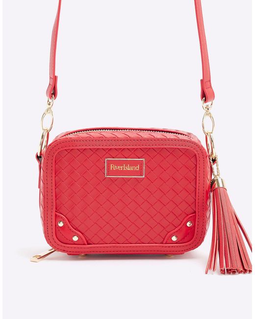 River Island Red Weave Oval Cross Body Bag