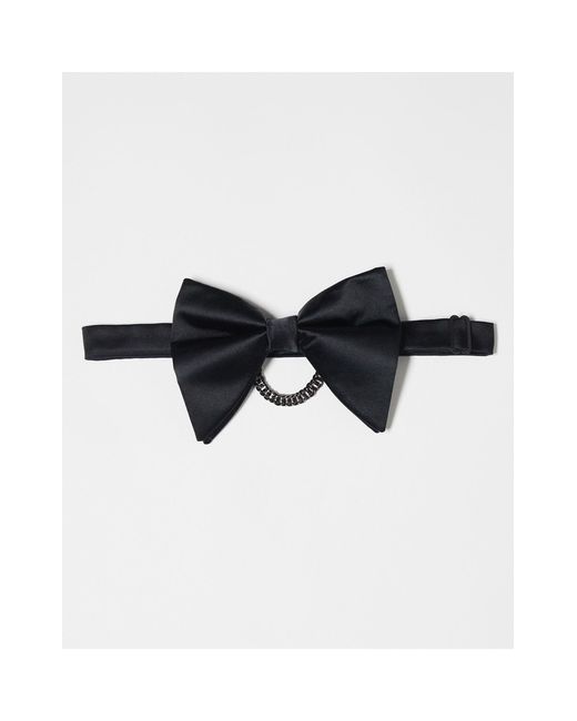 ASOS Black Satin Bow Tie With Chain for men