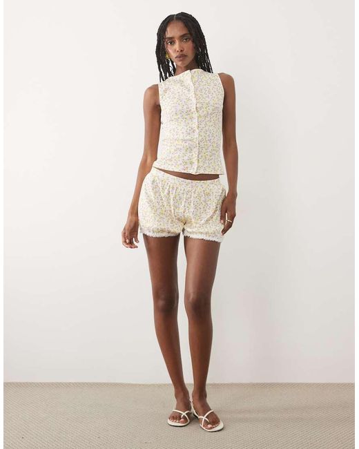 Miss Selfridge Natural Mini Bloomer Short Co-ord